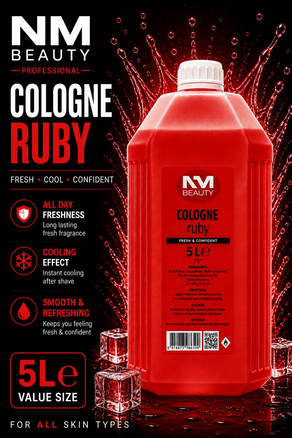 cologne lemon 5litre After Shave Cologne  Marine, Leather, Violet, Tobacco, Ruby, Magma, 5000ML - After Shaving for a Long-lasting Sensation, Freshness and Comfort
