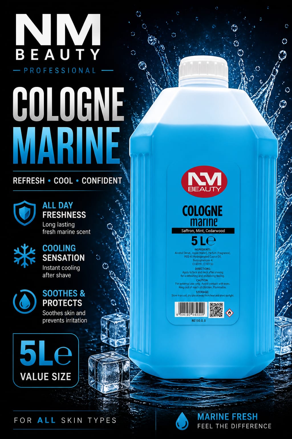 cologne lemon 5litre After Shave Cologne  Marine, Leather, Violet, Tobacco, Ruby, Magma, 5000ML - After Shaving for a Long-lasting Sensation, Freshness and Comfort