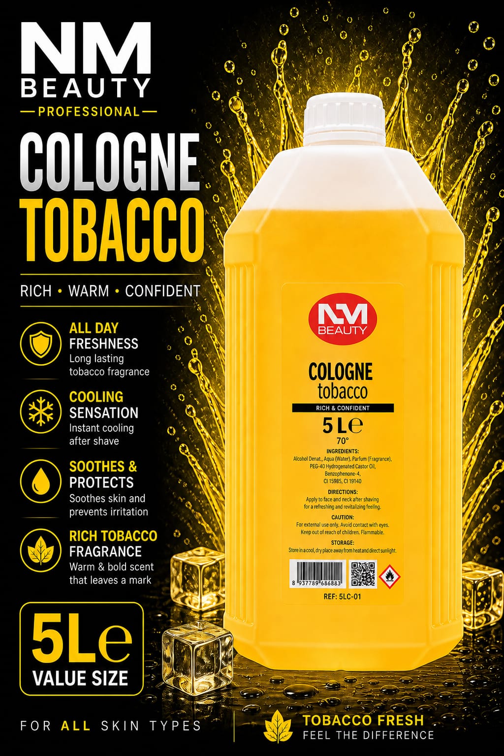 cologne lemon 5litre After Shave Cologne  Marine, Leather, Violet, Tobacco, Ruby, Magma, 5000ML - After Shaving for a Long-lasting Sensation, Freshness and Comfort