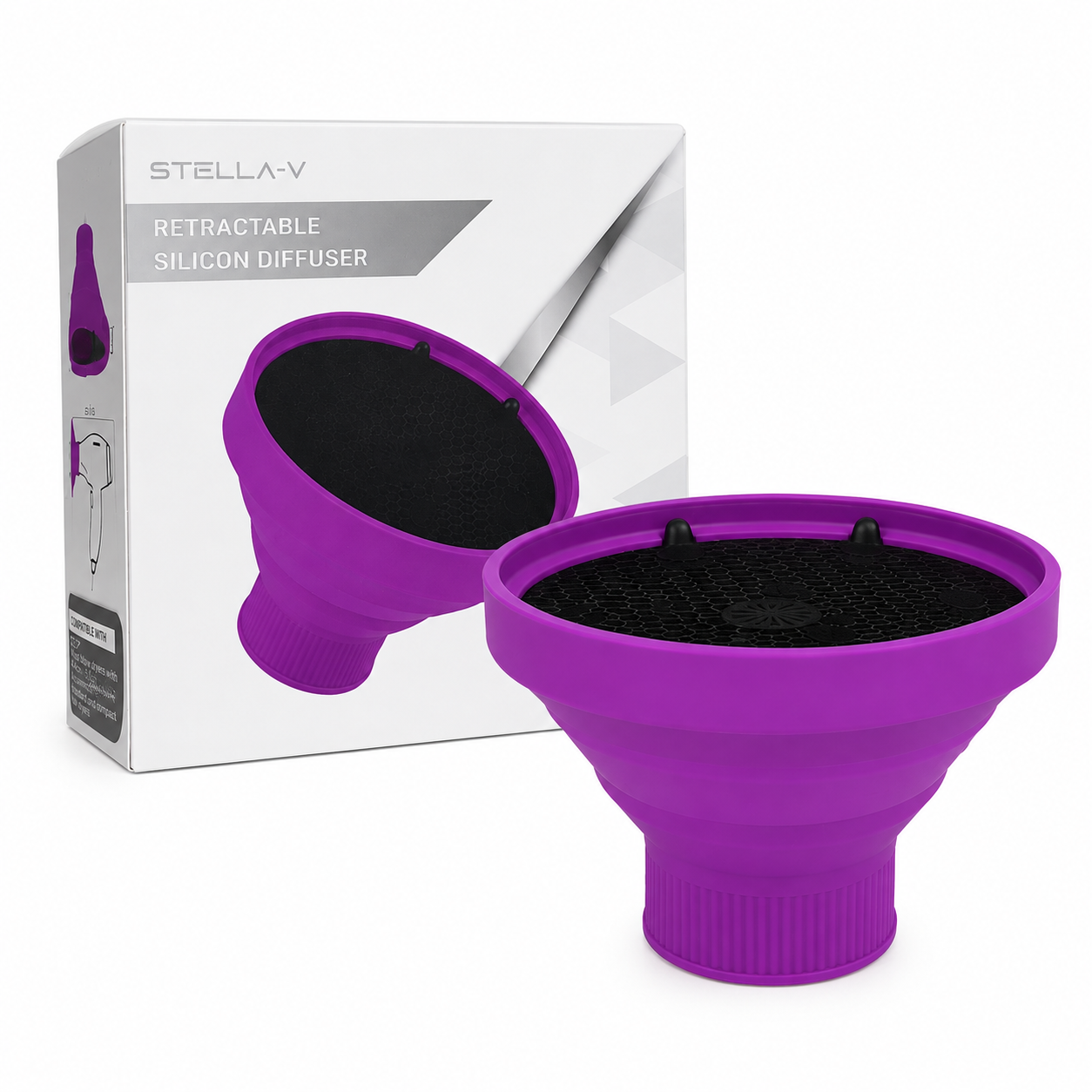 Stella-v Hair Dryer Diffuser Attachment, Universal Adjustable Blow Dryer Diffuser for Curly Hair, Wavy Hair and Natural Hair,Hair Dryer Nozzles,purple/pink/blue