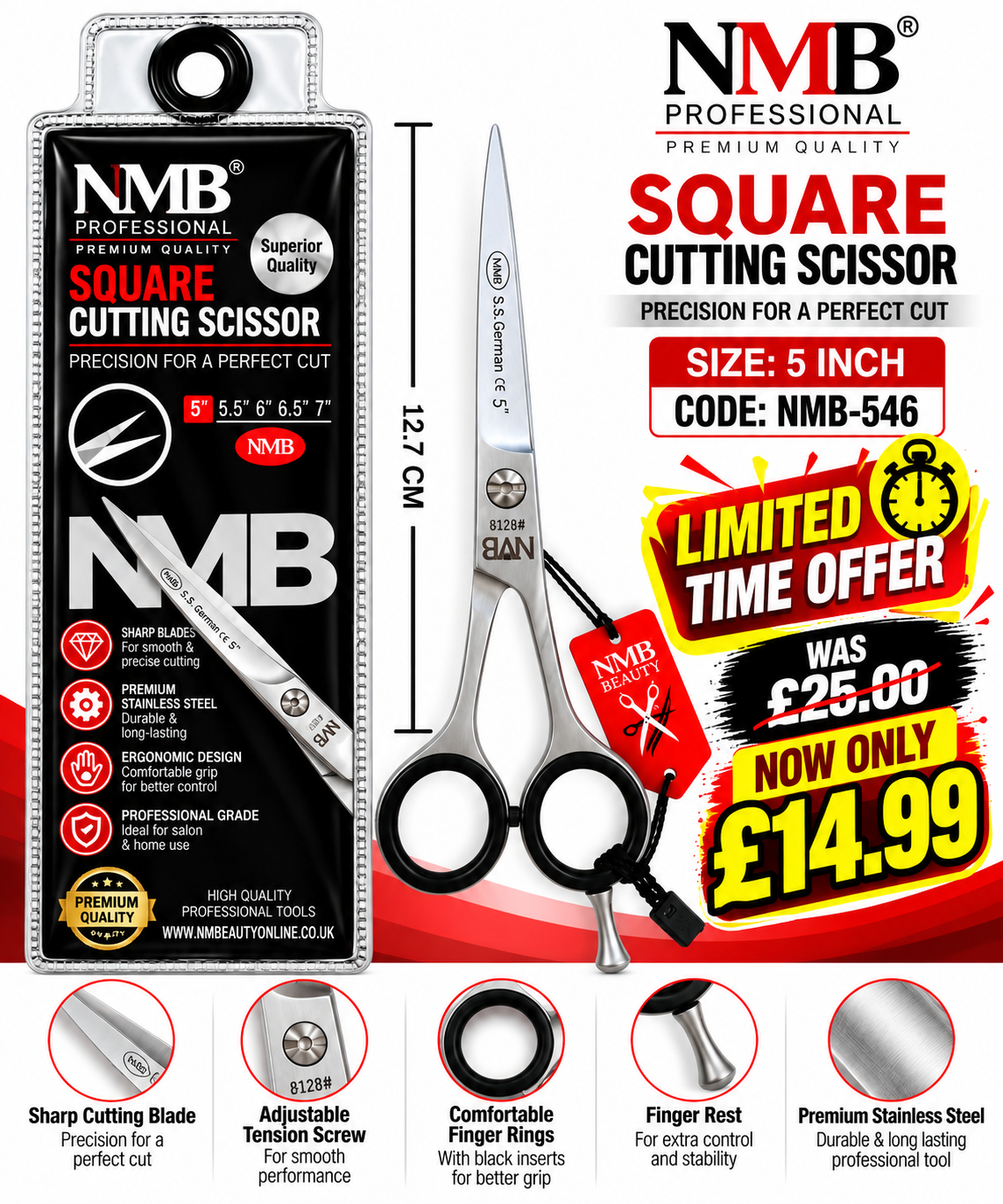 NMB Professional Premium Square Cutting Scissor 5 Inch – NMB-546