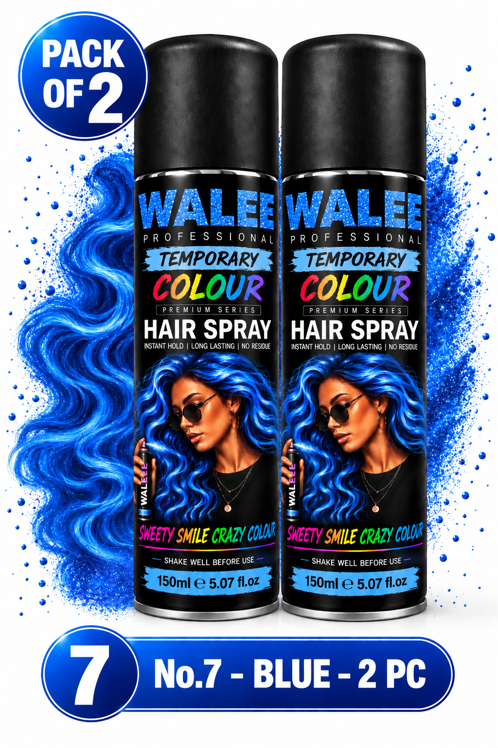 Walee Professional Temporary Colour Hair Spray 150ml- Pack of 2