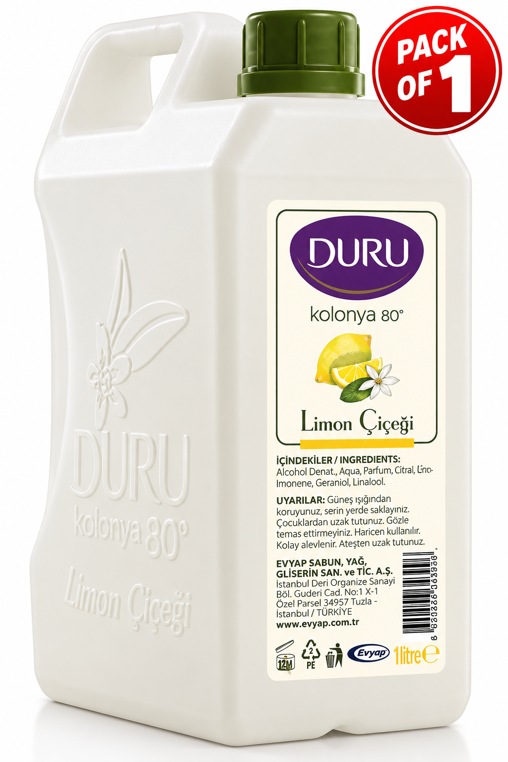 Duru Kolonya 80° Limon Çiçeği – Lemon Blossom Cologne 900 ml