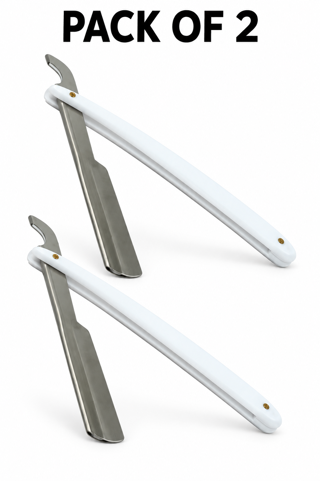 Professional Turkish Barber Razor – Folding Shavette with Replaceable Blade Holder- White
