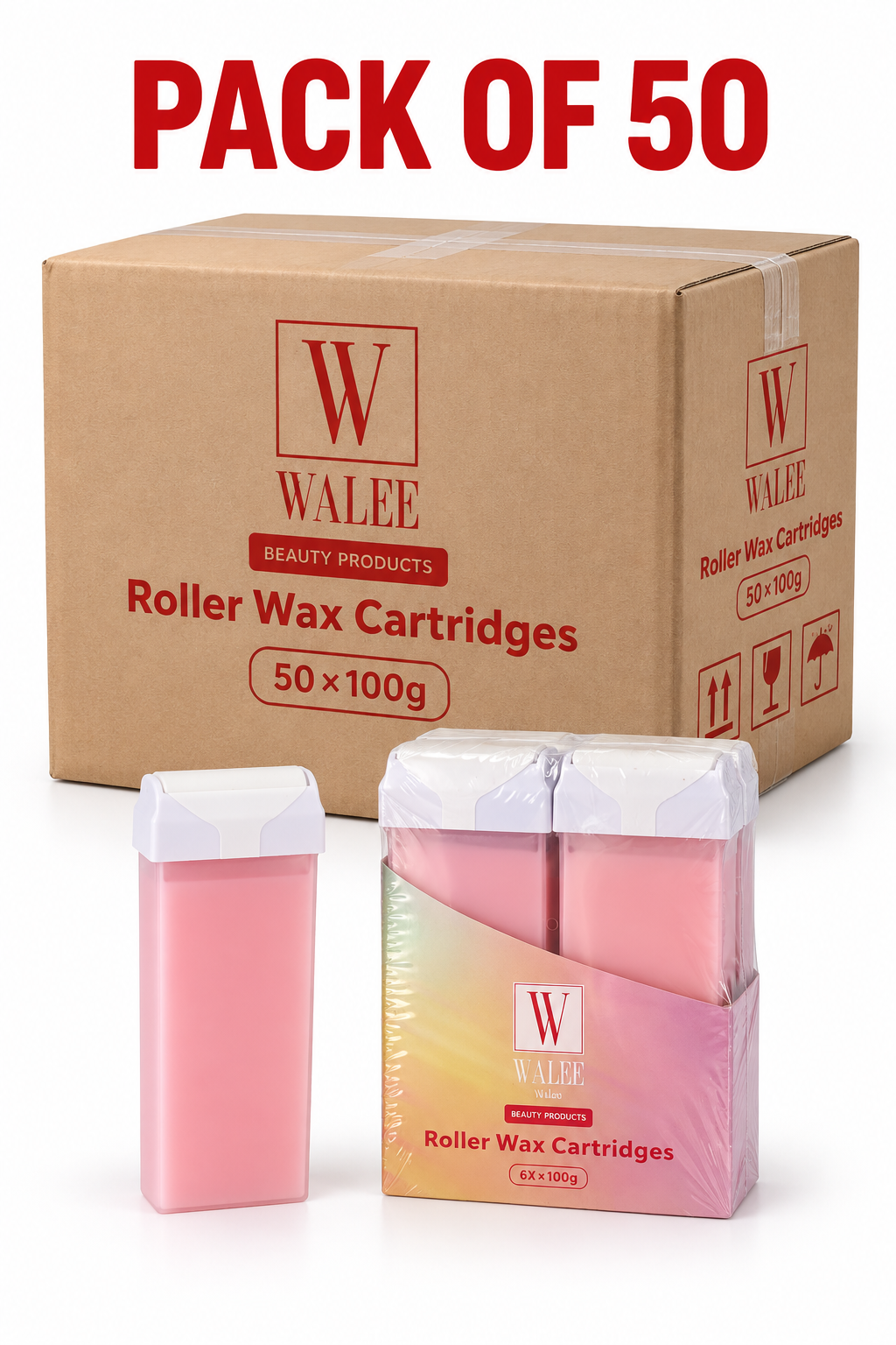 Walee Professional Roller Wax Cartridge – Smooth Hair Removal for Salon and Home Use (Pink)