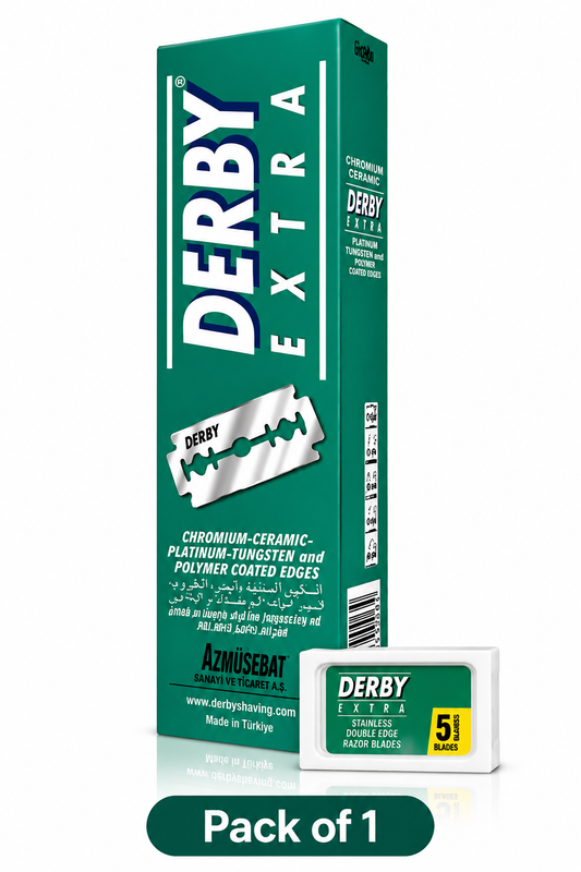 Derby Extra Double Edge Razor Blades – Chromium Ceramic, Platinum, Tungsten & Polymer Coated Stainless Steel Blades