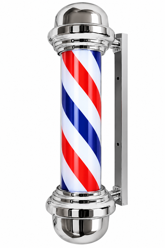 Professional Illuminated Barber Pole – Red, White &; Blue Barber Shop Sign