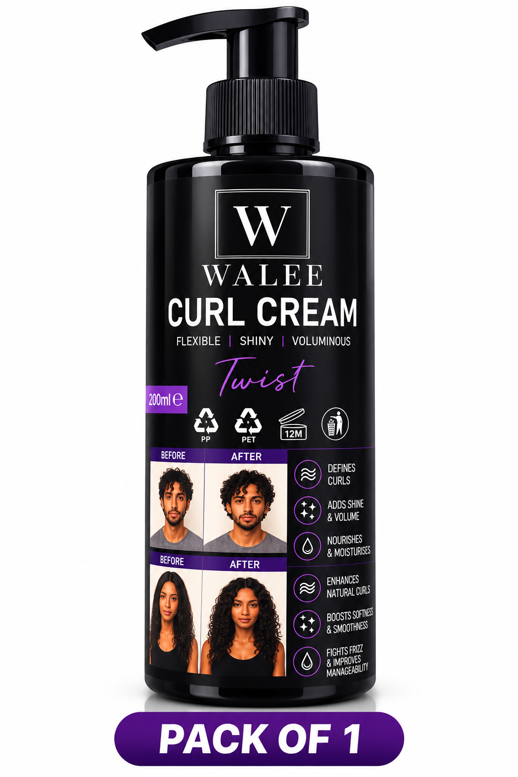 Walee Curl Cream Twist 200ml – Curl Defining, Moisturising &amp; Anti-Frizz Styling Cream for Natural Curls