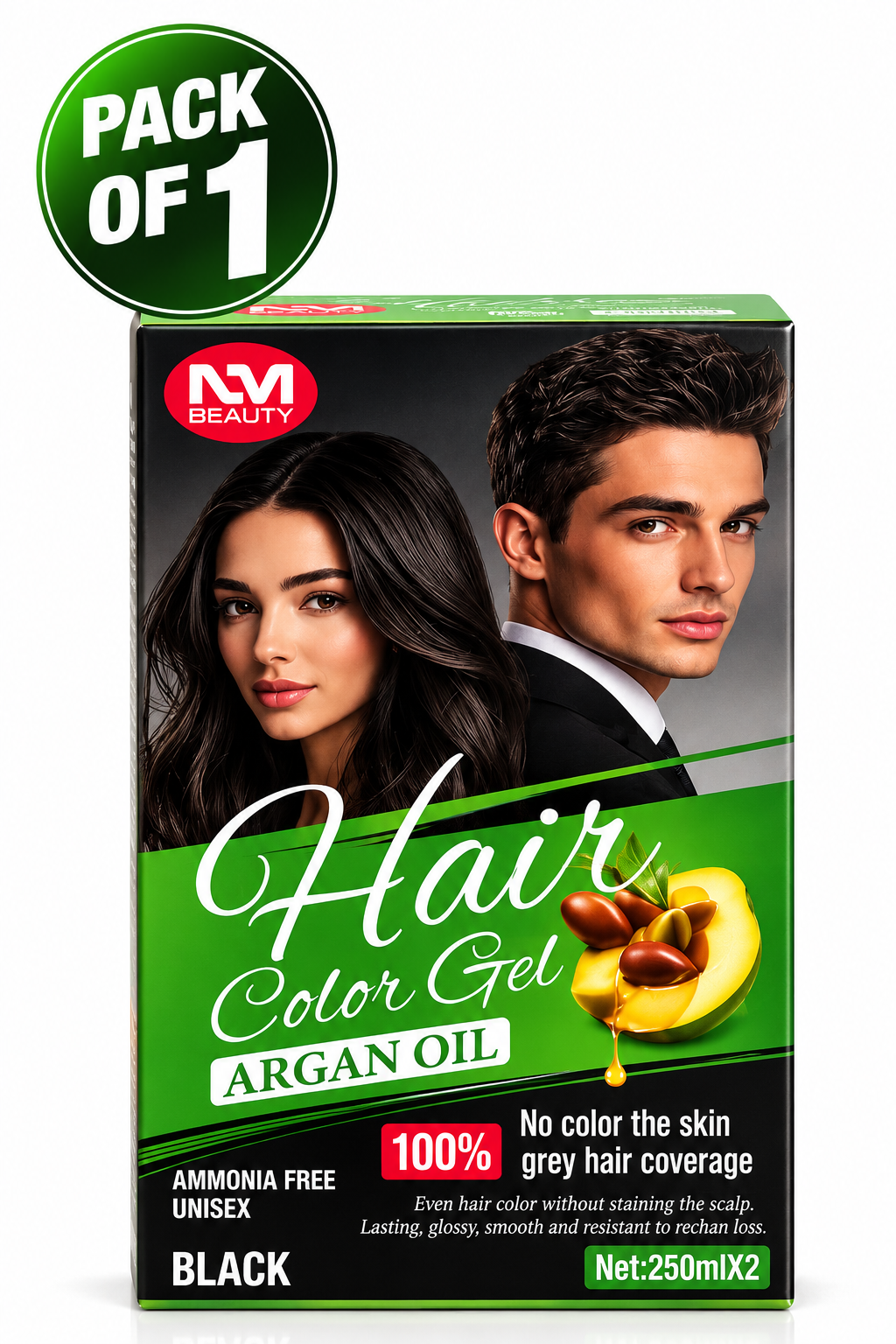 NM Beauty Hair Color Gel with Argan Oil – Black