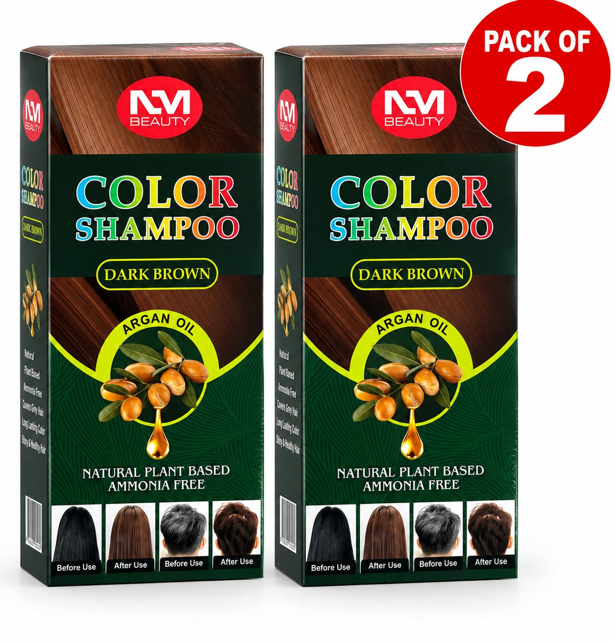 NMB Colour Shampoo with Argan Oil 500ml | Hair Colour Shampoo | Dark Brown