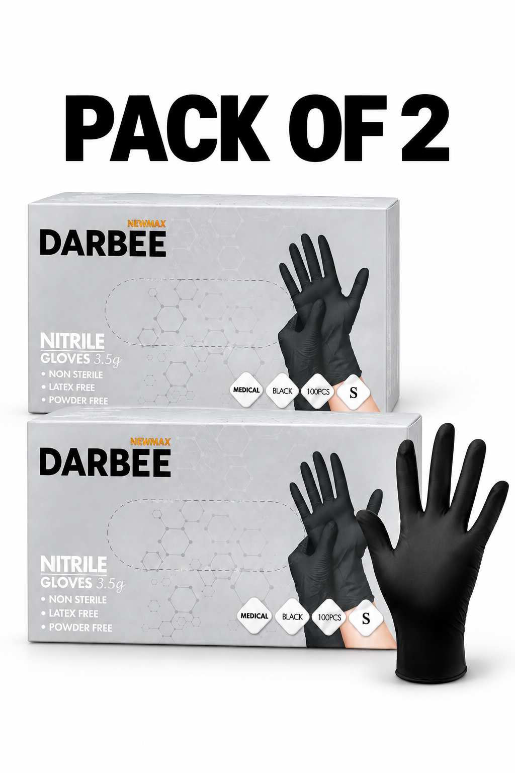 Newmax Darbee Black Nitrile Disposable Gloves- Small