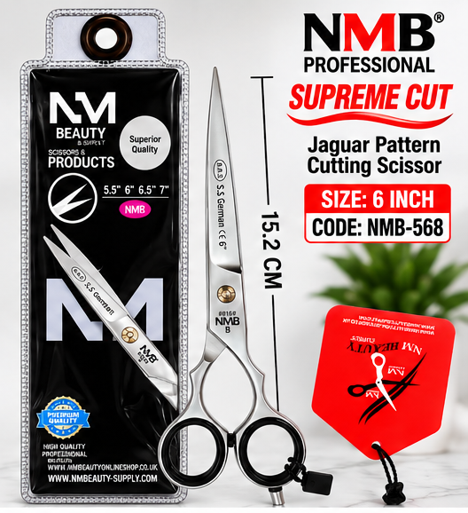 NMB Professional Supreme Cut Jaguar Pattern Cutting Scissor – 6 Inch – Premium Salon and Barber Hairdressing Scissors – Code NMB-568
