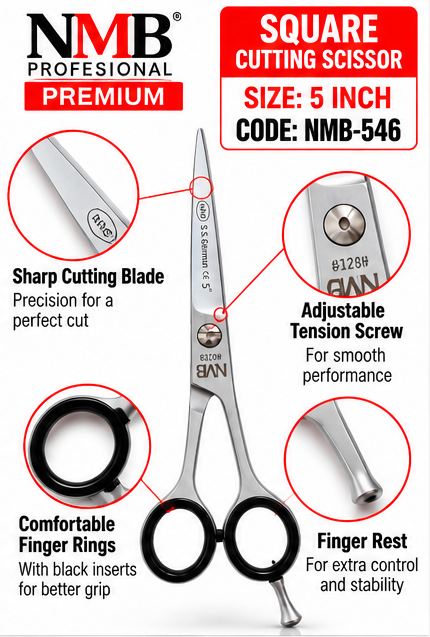 NMB Professional Premium Square Cutting Scissor 5 Inch – NMB-546