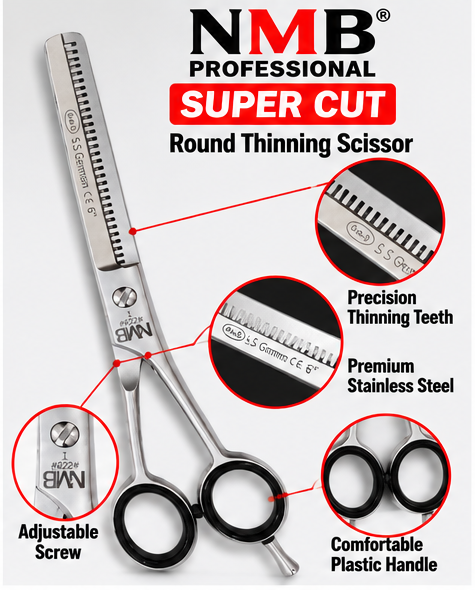 NMB Professional Super Cut Round Thinning Scissor – 6 Inch | NMB-563