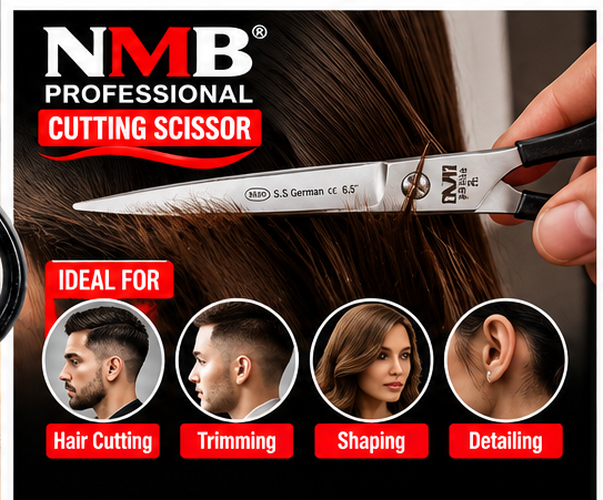 NMB Professional Cutting Scissor 6.5 Inch – Silver Blade with Black Plastic Handle – NMB-582