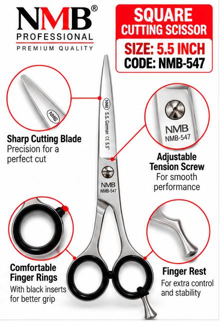 NMB Professional Premium Square Cutting Scissor 5.5 Inch – NMB-547