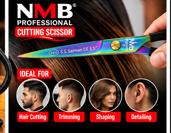 NMB Professional Cutting Scissor 6.5 Inch – Plastic Handle, Multi-Colour Finish – Code NMB-580