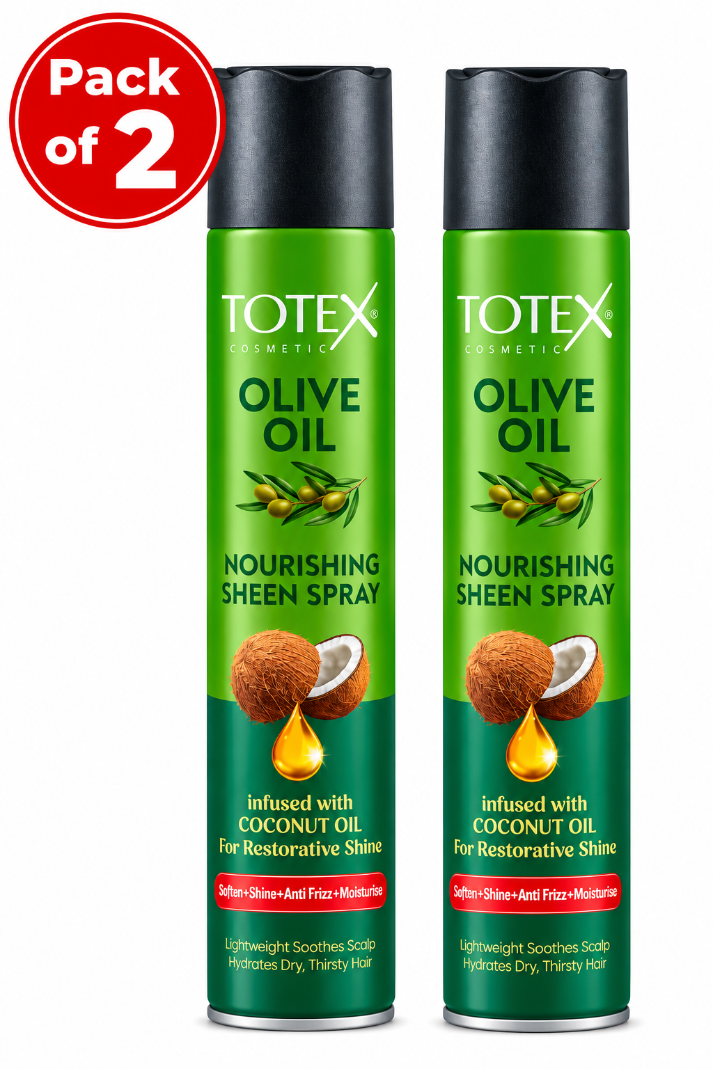 Totex Cosmetic Olive Oil Nourishing Sheen Spray – Infused with Coconut Oil