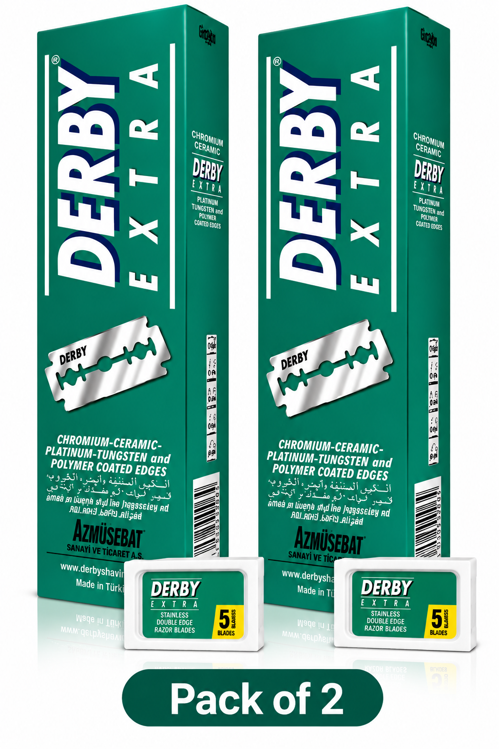 Derby Extra Double Edge Razor Blades – Chromium Ceramic, Platinum, Tungsten & Polymer Coated Stainless Steel Blades