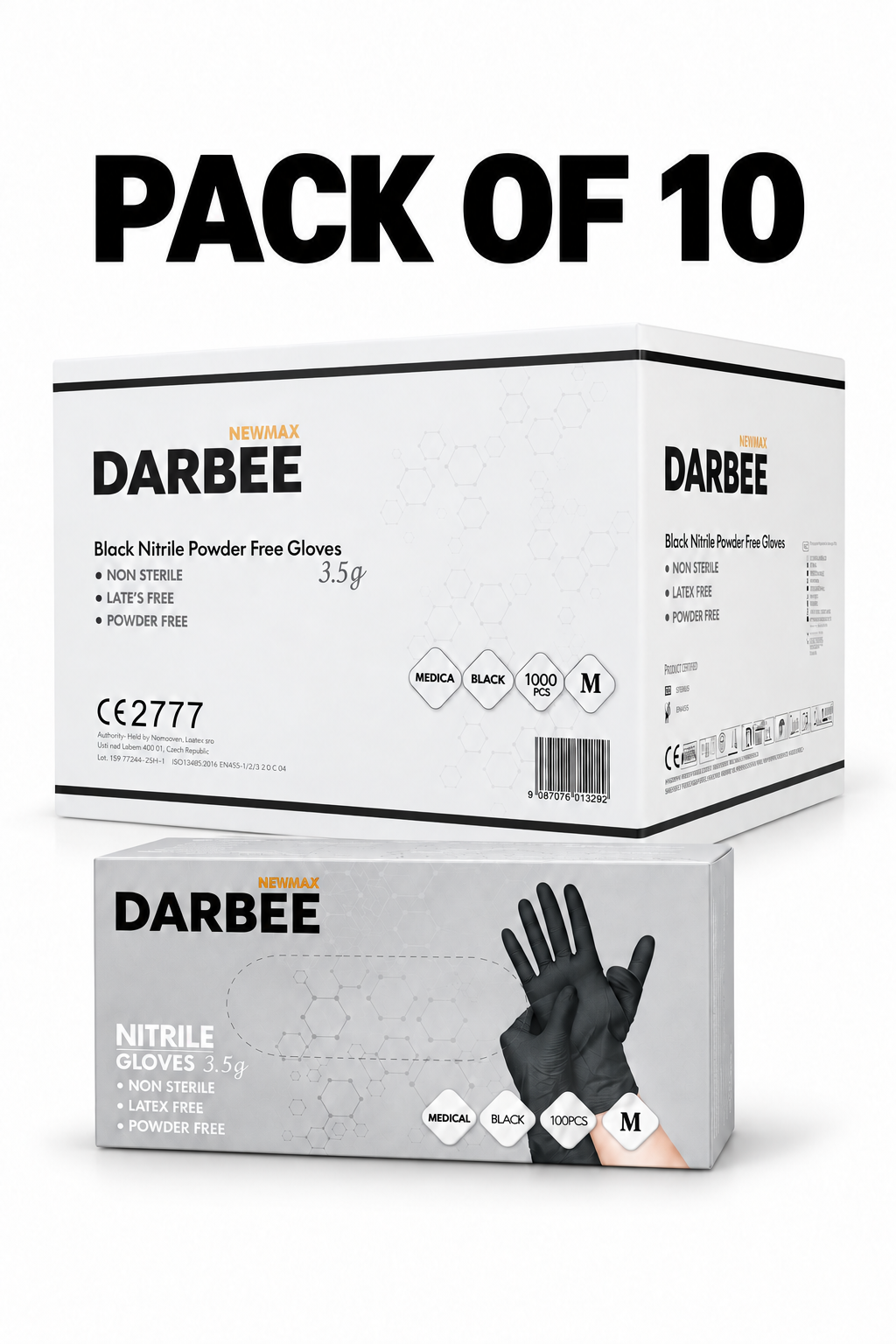Newmax Darbee Black Nitrile Disposable Gloves- Medium