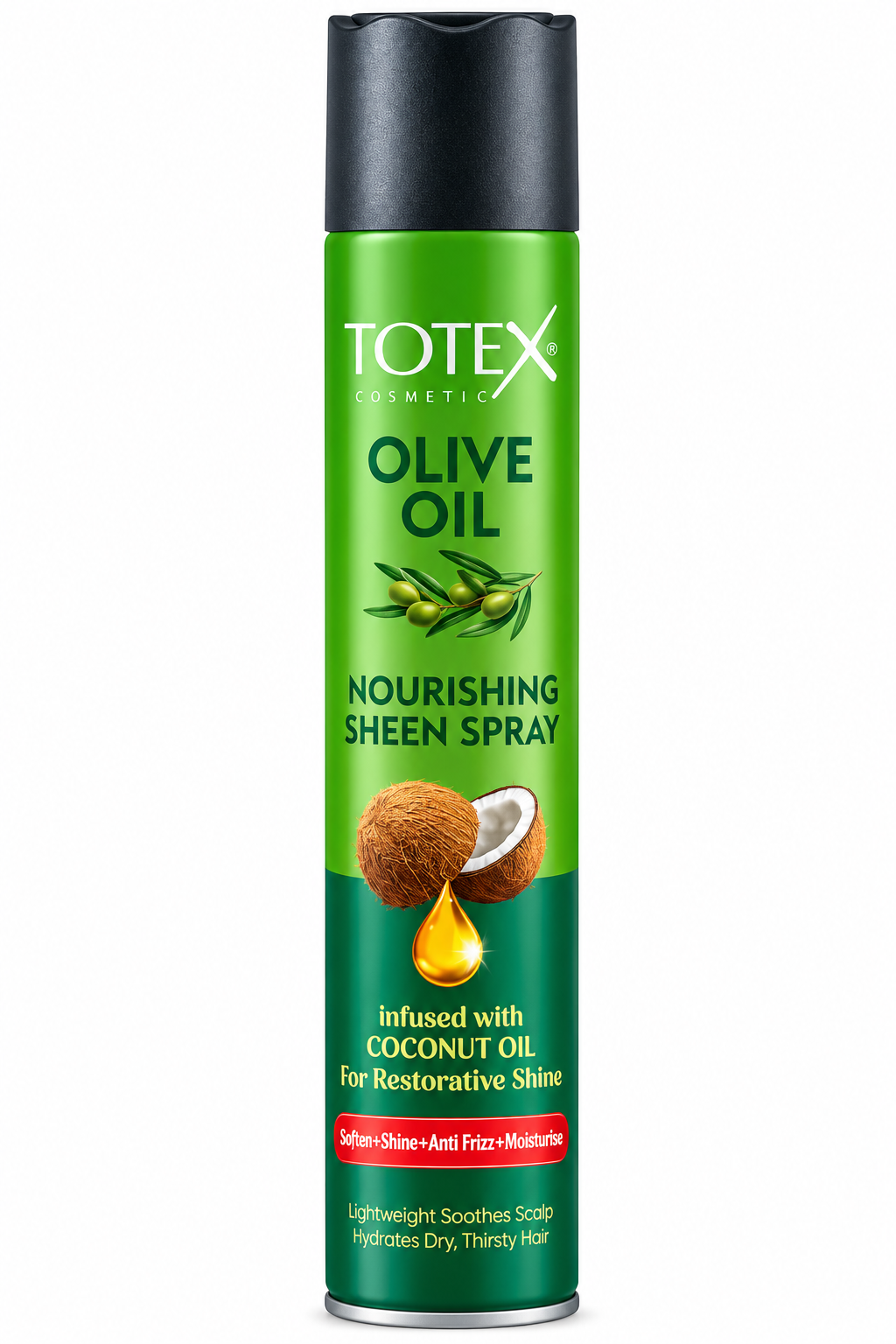 Totex Cosmetic Olive Oil Nourishing Sheen Spray – Infused with Coconut Oil