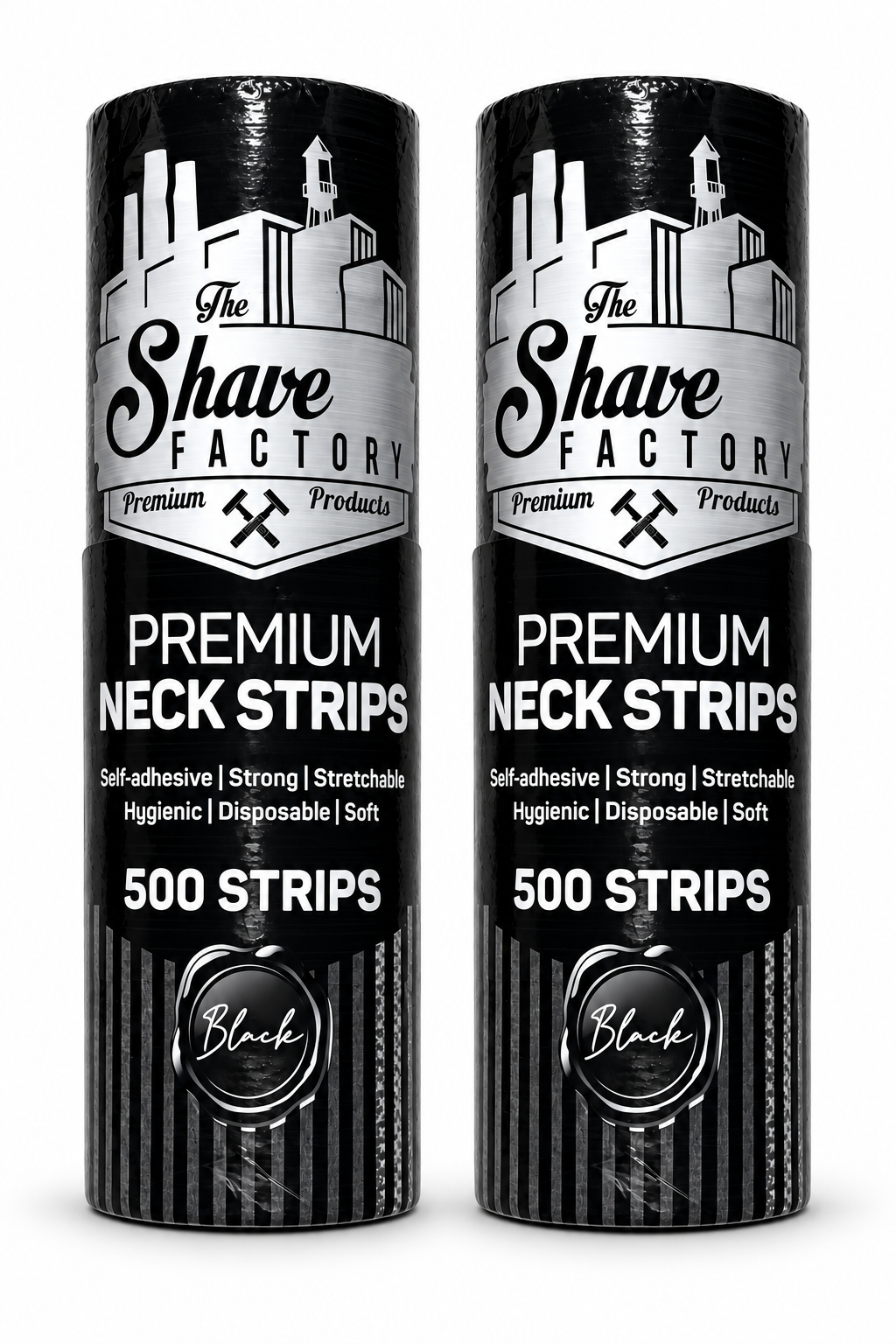 The Shave Factory Disposable Neck Strips | 100 Strips per Roll- Black