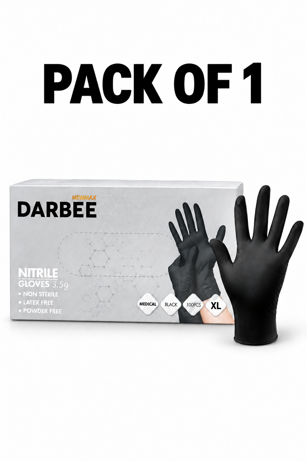 Newmax Darbee Black Nitrile Gloves- Extra Large (XL)