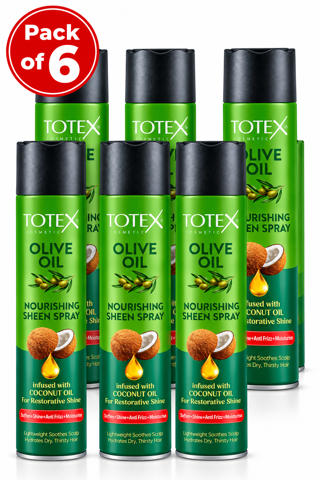 Totex Cosmetic Olive Oil Nourishing Sheen Spray – Infused with Coconut Oil