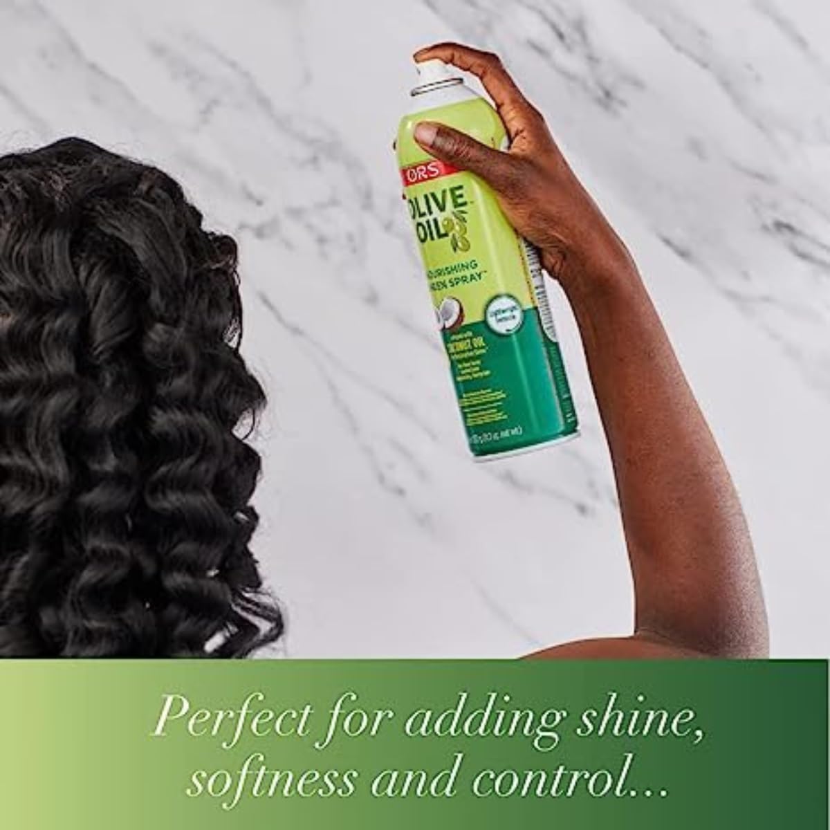 ORS Olive Oil Nourishing Sheen Spray - 404 ml Infused with Vitamin E, Olive - Coconut Oil, and Herbal Extracts. Suitable for All Hair Textures